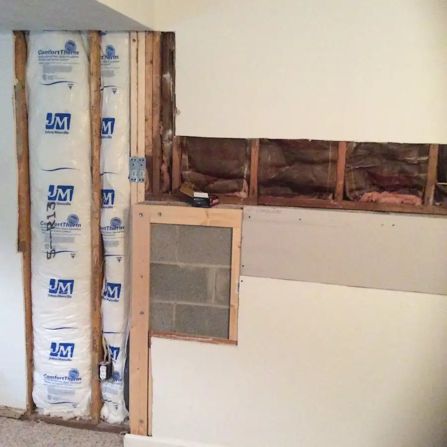 Wall insulation replacement during Basement Flood Cleanup in Omaha